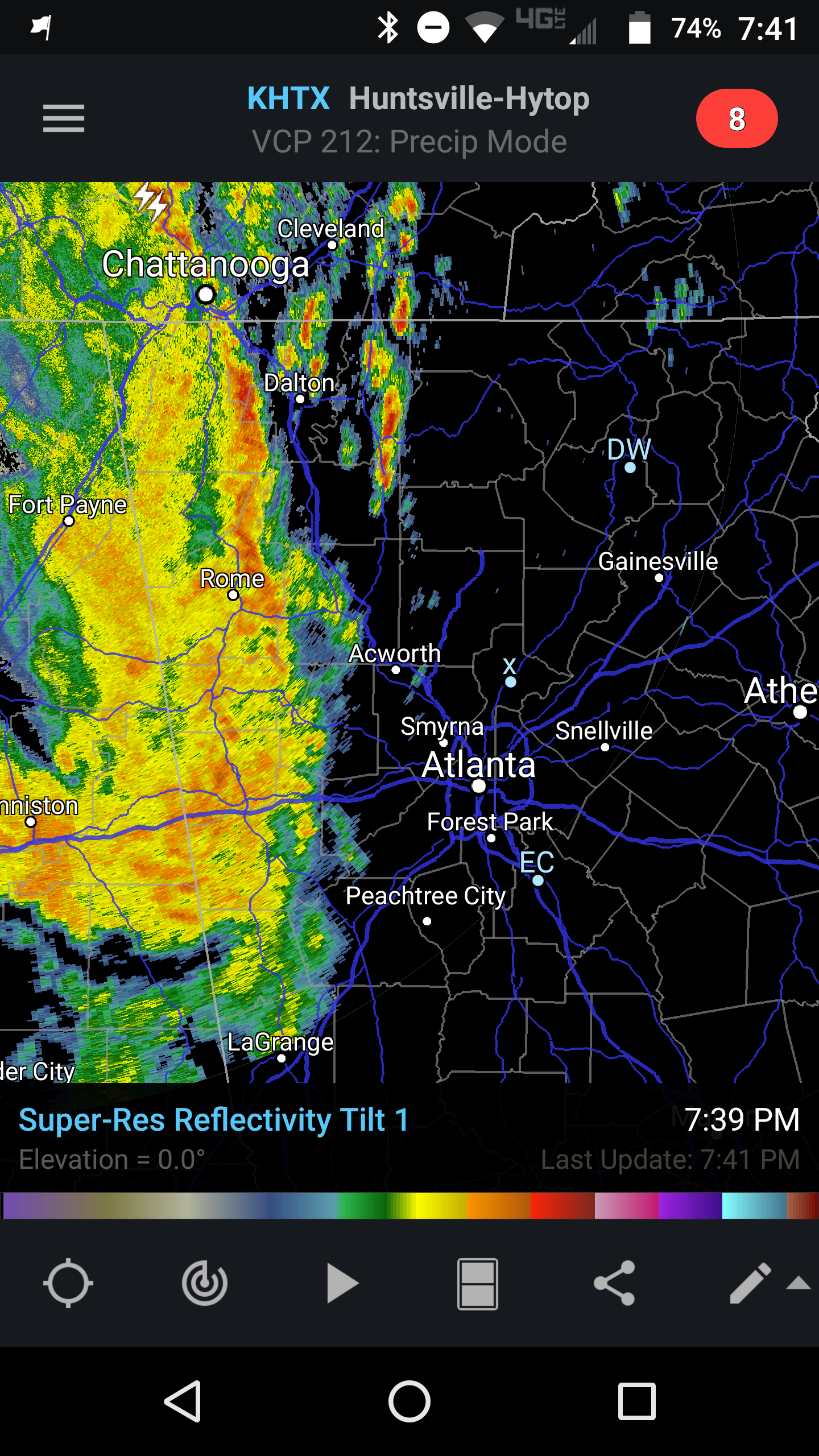 Radar Update 740pm Dahlonega Georgia Weather 9363